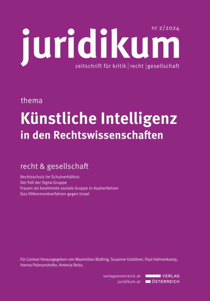 Cover Juridikum Heft 2 2024 - KI in den Rechtswissenschaften